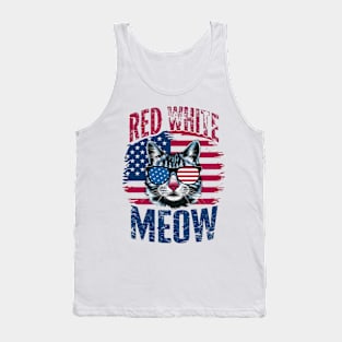 Red White And meow USA Tank Top